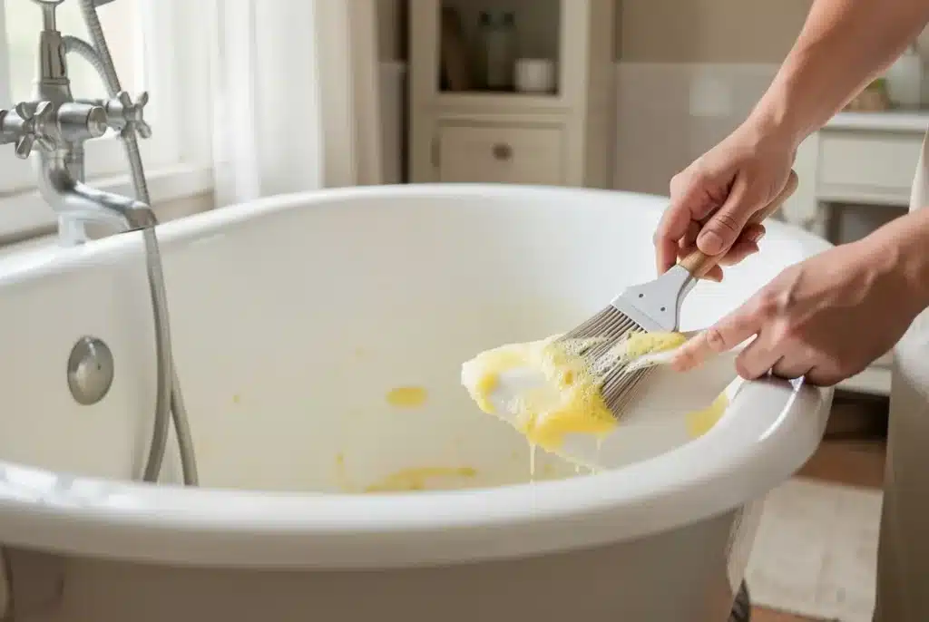 Enlever une tache jaune dans la baignoire