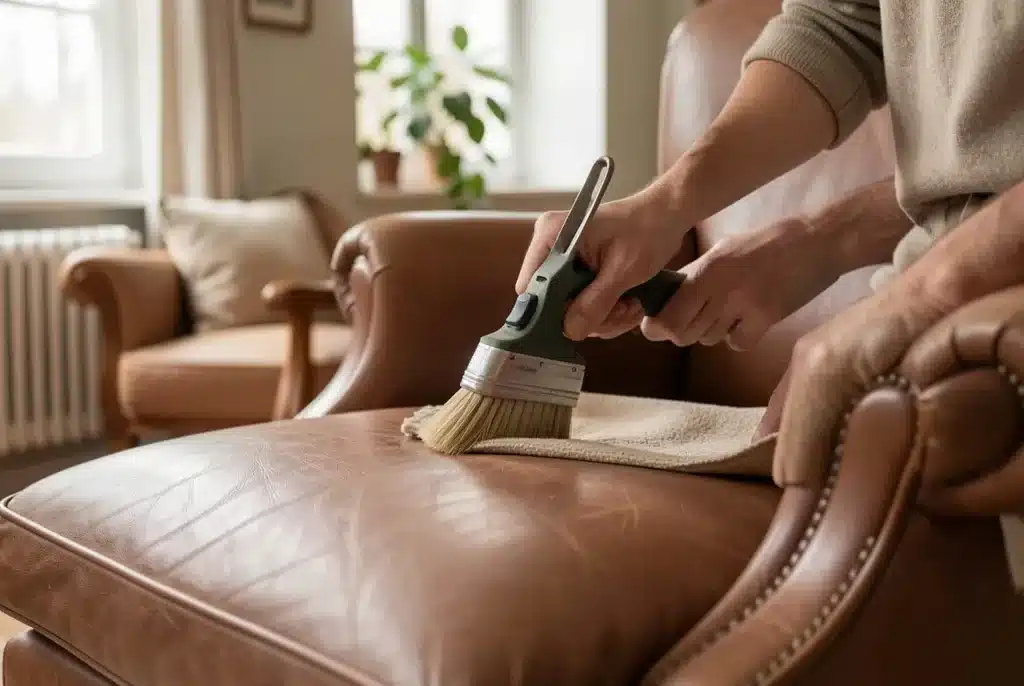 Le matériel pour l'entretien d'un fauteuil en cuir