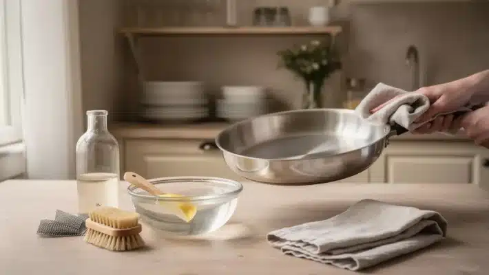 Nettoyer une poêle en inox, même brûlée ou noircie